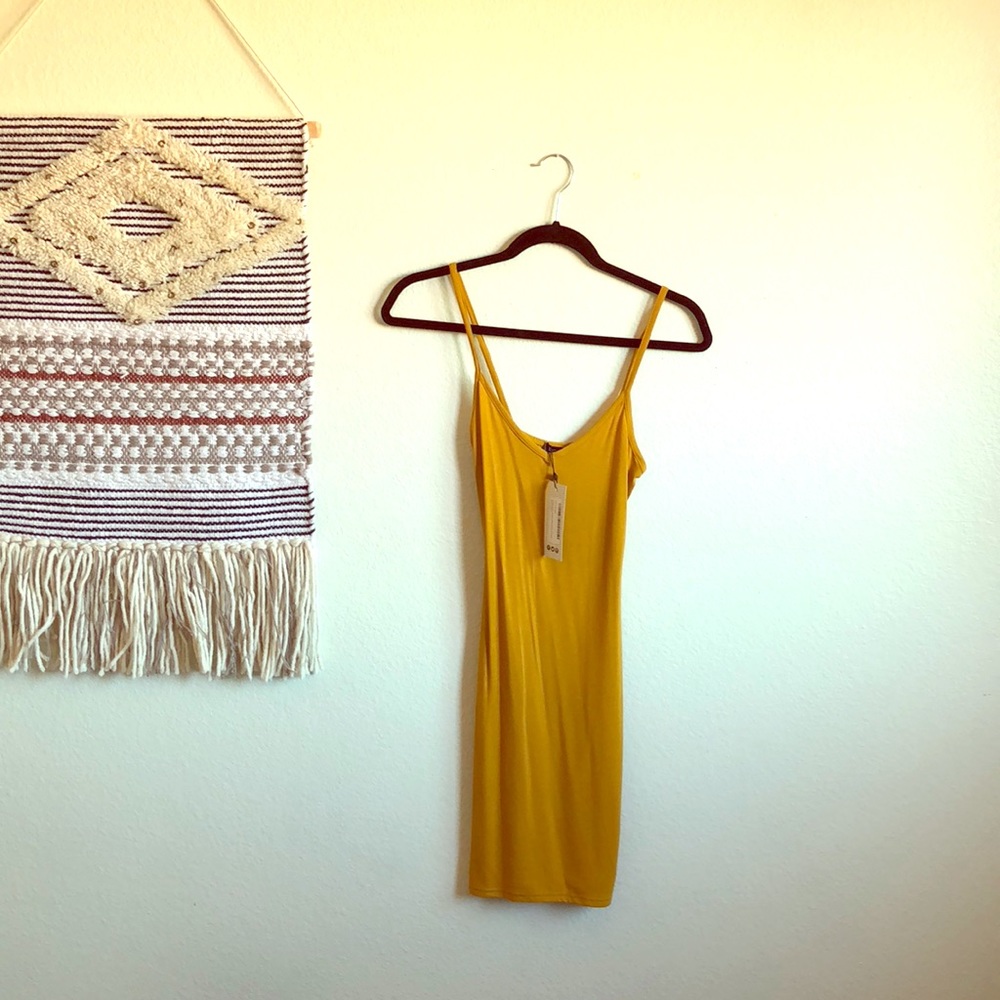 Boohoo camisole bodycon mustard dress